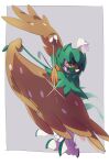  animal_focus arrow_(projectile) arrow_(symbol) bird border commentary_request decidueye full_body highres holding holding_arrow looking_at_viewer no_humans open_mouth owl pkpokopoko3 pokemon pokemon_(creature) solo talons white_border yellow_eyes 