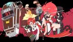  1other 2boys 2girls absurdres androgynous baiken bodysuit coffin goldlewis_dickinson gothic guilty_gear guilty_gear_strive halo happy_chaos hat highres jack-o&#039;_valentine japanese_clothes kimono long_hair multiple_boys multiple_girls redhead samurai testament_(guilty_gear) top_hat udonoki 