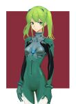  1girl border closed_mouth collarbone cool4noodle covered_collarbone eyebrows_visible_through_hair green_eyes green_hair highres light_green_hair long_hair neon_genesis_evangelion original plugsuit sketch solo twintails white_border 