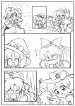  1980s_(style) 2girls :d ^_^ angry bad_id bad_twitter_id bow cape closed_eyes collared_shirt commentary_request crescent crescent_hat_ornament greyscale hair_bow happy hat hat_bow hat_ornament highres kirisame_marisa kirisame_marisa_(pc-98) monochrome multiple_girls open_mouth puffy_short_sleeves puffy_sleeves reiuji_utsuho retro_artstyle shirt short_sleeves sketch smile sweatdrop takemoto_izumi_(style) touhou translation_request witch witch_hat yatyou 