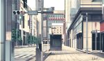  building city cityscape commentary_request hakuurei_amano highres no_humans original outdoors road scenery security_camera shadow street traffic_light tree watermark 