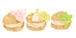  animal bear bird chai_(drawingchisanne) commentary_request cream cream_puff flower food food_focus highres looking_at_viewer mint no_humans on_food on_person original pastry petals polar_bear signature sitting sitting_on_food sitting_on_person sweets white_background 