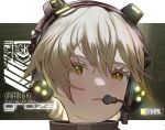  1girl bangs blonde_hair character_name close-up closed_mouth face girls&#039;_frontline_2:_exilium girls_frontline grifon_&amp;_kryuger headgear headset hedprotag highres lips looking_at_viewer medium_hair orange_eyes ots-14_(girls&#039;_frontline) solo 