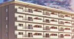  apartment blue_sky building clouds commentary_request fence hakuurei_amano highres no_humans original outdoors scenery sky sunset watermark window 