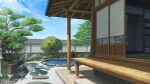  absurdres building bush commentary_request grass highres house no_humans original outdoors pillar pool prachinabana scenery sliding_doors tree veranda water 