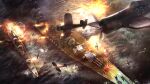 3d absurdres action aircraft airplane battle battleship cannon commentary copyright_request damaged deck deck_gun destroyer explosion fire firing flying glowing highres japanese_flag military military_vehicle no_humans outdoors photorealistic realistic ship smoke togman-studio turret vehicle_focus warship water watercraft yamato_(battleship) 