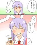  animal_ears apron blush checkerboard_cookie cookie food koyama_shigeru necktie purple_hair rabbit_ears red_eyes reisen_udongein_inaba smile touhou translation_request 