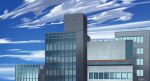  blue_sky building city cityscape clouds commentary_request hakuurei_amano highres no_humans original outdoors reflection scenery sky watermark window 