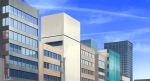  blue_sky building city cityscape clouds commentary_request hakuurei_amano highres no_humans original outdoors reflection scenery sky watermark window 