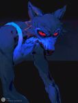  1boy absurdres angry artist_name beastars blood blood_on_face colored_sclera furry furry_male glowing glowing_eyes grey_background highres legoshi male_focus red_sclera solo tank_top topless_male upper_body wolf_boy zigong 