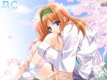  amakase_miharu blue_eyes cherry_blossoms da_capo hairband long_hair orange_hair petals school_uniform summer suzuhira_hiro wallpaper 