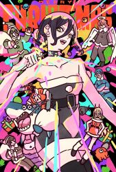  3girls 5boys angel_devil_(chainsaw_man) angel_wings bare_arms bare_shoulders beak beam_(chainsaw_man) black_choker black_coat black_hair black_pantyhose black_shoes blonde_hair blue_coat blue_pants box breasts brown_hair chainsaw_devil chainsaw_man choker christmas coat creature crossed_arms crossed_legs demon_girl denji_(chainsaw_man) dress fake_facial_hair fake_mustache fur-trimmed_coat fur-trimmed_dress fur-trimmed_thighhighs fur_trim gift gift_box green_eyes grenade_pin hair_between_eyes halo hands_on_own_hips hayakawa_aki higashiyama_kobeni highres holding holding_sack hood hood_up horns loose_socks medium_breasts merry_christmas multiple_boys multiple_girls open_mouth pants pantyhose pochita_(chainsaw_man) ponytail power_(chainsaw_man) red_dress red_hair red_horns reze_(chainsaw_man) sack santa_costume santa_dress shark sharp_teeth shoes short_ponytail smile socks strapless strapless_dress takeuchi_ryousuke teeth thigh-highs tongue tongue_out traditional_halo tube_dress violence_fiend_(chainsaw_man) wavy_mouth white_socks wings 