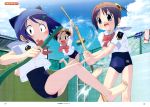  barefoot broom cleaning empty_pool gakuen_utopia_manabi_straight gakuen_utopia_manabi_straight! highres hose inamori_mika manabi mikan mucchi official_art pool scan school_swimsuit swimsuit swimsuit_under_clothes uehara_mutsuki 