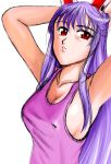  arms_up breasts casual kisaragi_ryou_(sougetsu-tei) kisaragiya long_hair purple_hair red_eyes reisen_udongein_inaba solo touhou 