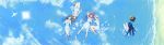  abhar absurdres airplane barefoot blue_hair brown_hair closed_eyes cloud condensation_trail deep_blue_sky_&amp;_pure_white_wings dress from_above hanami_mar&#039;ya hanami_mariya hat hat_removed headwear_removed highres koga_sayoko long_hair long_image lying misaki_kurehito miyamae_tomoka multiple_girls nakano_hinata on_back on_side outstretched_arm outstretched_hand partially_submerged phonograph red_hair reflection ripples short_hair silver_hair suiheisen_made_nan_mile? summer_dress tsuyazaki_kokage water wet_clothes white_dress wide_image 