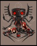  android baphomet copyright_request damaged gia highres mecha_musume mechanization multiple_girls nude orange_eyes orange_hair original red_eyes robot short_hair windowboxed 