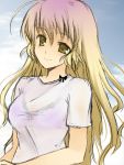  camisole gradient_hair hijiri_byakuren long_hair multicolored_hair mutsu see-through shirt touhou yellow_eyes 