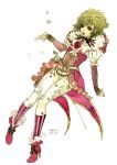  asellus black_eyes boots female flower green_hair high_heels pantyhose saga saga_frontier sakizou short_hair solo 