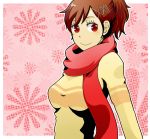  brown_hair female_protagonist_(persona_3) persona persona_3 persona_3_portable red_eyes scarf smile sweater 