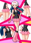 blue_hair hikari_(pokemon) legs long_hair miniskirt nintendo pokemon short_dress skirt smile solo thighs 