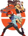  artist_request blue_eyes boots brown_eyes brown_hair grin hat holding holding_poke_ball hoodie poke_ball pokemon pokemon_(game) pokemon_black_and_white pokemon_bw ponytail smile tank_top touko_(pokemon) touya_(pokemon) tsukemono vest wristband 