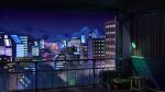  artist_name balcony building city cityscape clouds fence highres light mb0sco mixed-language_commentary night night_sky no_humans original outdoors scenery shadow sky watermark 
