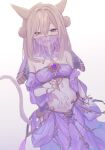  animal_ears avatar_(ff14) cat_ears cat_girl cat_tail covered_mouth final_fantasy final_fantasy_xiv funa_(sakana) hand_on_own_stomach highres long_hair midriff miqo&#039;te mouth_veil tail veil 