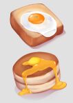  absurdres bread butter commentary egg_yolk english_commentary food food_focus fried_egg grey_background highres lyin no_humans original pancake pepper simple_background sketch still_life 
