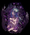  1girl blue_hair breasts completely_nude crystal egg hair_between_eyes hatching long_hair looking_at_viewer monster_girl mullmull02 multicolored_eyes nude original parted_lips sitting small_breasts solo violet_eyes wariza 