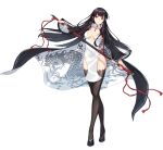  bangs black_hair blunt_bangs counter:side full_body long_hair no_panties official_art red_eyes sheath thigh-highs transparent_background unsheathing weapon yen_xing_lanchester 