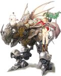  1girl ass boots cape final_fantasy final_fantasy_vi green_eyes green_hair high_heel_boots high_heels highres looking_at_viewer looking_back magitek_armor moogle pantyhose simple_background smile standing tina_branford whiskers wings zi-dabu 