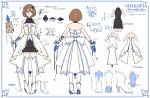  1girl absurdres after0217 bow brown_eyes brown_hair character_sheet concept_art gloves hair_ornament highres meiko meikopia multiple_views ribbon scepter short_hair sleeveless smile solo standing thigh-highs translation_request vocaloid 