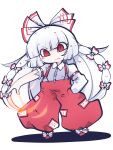  1girl bow fried_rice0614 fujiwara_no_mokou hair_bow highres long_hair one-hour_drawing_challenge red_eyes solo touhou white_bow white_hair 