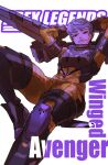  1girl apex_legends armor arms_behind_head bleach breastplate brown_eyes copyright_name cover cover_page fake_cover grey_hair head_tilt highres jetpack logo_parody manga_cover parted_lips short_hair sitting smile solo thundergotch valkyrie_(apex_legends) white_background 