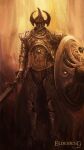 1other ambiguous_gender armor armored_boots artist_name boots breastplate character_request copyright_name crucible_knight elden_ring facing_viewer full_armor gauntlets helm helmet highres holding holding_shield holding_sword holding_weapon horns pauldrons shield shoulder_armor solo standing sword tripdancer weapon 