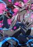  black_sclera claws colored_sclera commentary_request dialga energy fangs highres no_humans open_mouth palkia pokemon pokemon_(creature) red_eyes spikes tongue yusuke_oshida 
