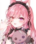  1girl animal_ears cat_ears heterochromia highres mikeneko_(utaite) mochiicheeks original pink_hair 
