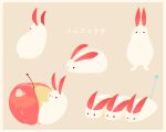  apple apple_bunny apple_slice chai_(drawingchisanne) commentary_request food food_art fruit looking_at_viewer no_humans original rabbit signature simple_background standing translation_request undersized_animal 