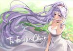  absurdres breasts chan_hone_pkpk choker commission commissioner_upload dress earrings field fire_emblem fire_emblem:_genealogy_of_the_holy_war flower flower_field hair_ornament highres ishtar_(fire_emblem) jewelry long_hair non-web_source open_mouth purple_hair signature skeb_commission smile sundress very_long_hair violet_eyes watermark white_dress 