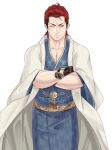  1boy absurdres alternate_costume closed_mouth crossed_arms fire_emblem fire_emblem_fates highres japanese_clothes looking_to_the_side male_focus marcsedano one_eye_closed red_eyes redhead saizo_(fire_emblem) solo upper_body 