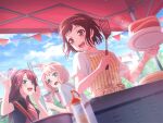 3girls bang_dream! brown_eyes brown_hair cooking dress food_stand hazawa_tsugumi official_art short_hair smile udagawa_tomoe uehara_himari