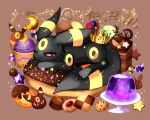  :&lt; crown doughnut food gelatin half-closed_eyes levia1539 no_humans one_eye_closed pokemon pokemon_(creature) sweets umbreon 