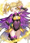  armpits bangs blue_eyes breasts butterfly_wings cape circlet commission cosplay covered_navel darthmarth3 fire_emblem fire_emblem_heroes flower highres iria_(yumeirokingyo) lissa_(fire_emblem) long_hair looking_at_viewer midriff official_alternate_costume one_eye_closed open_mouth ophelia_(fire_emblem) ophelia_(fire_emblem)_(cosplay) pantyhose plant second-party_source skeb_commission small_breasts solo teeth thighs toeless_footwear twintails upper_teeth v vines wings 