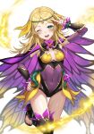  alternate_hairstyle armpits bangs blue_eyes breasts butterfly_wings cape circlet commission cosplay covered_navel darthmarth3 fire_emblem fire_emblem_heroes flower hair_down highres iria_(yumeirokingyo) lissa_(fire_emblem) long_hair looking_at_viewer midriff official_alternate_costume one_eye_closed open_mouth ophelia_(fire_emblem) ophelia_(fire_emblem)_(cosplay) pantyhose plant second-party_source skeb_commission small_breasts solo teeth thighs toeless_footwear upper_teeth v vines wings 