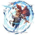  bag cape collared_shirt eyepatch facial_hair fire_emblem fire_emblem_echoes:_shadows_of_valentia fire_emblem_heroes floating_cape frostyvillager full_body goatee holding holding_sword holding_weapon leather_belt leather_strap male_focus muscular muscular_male official_alternate_costume official_art pectorals redhead saber_(fire_emblem) sandals satchel shirt solo sword weapon 