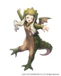  1girl 2012 2019 animal_costume bangs bravely_default:_praying_brage bravely_default_(series) character_request company_name copyright dragon_costume green_eyes official_art one_eye_closed open_mouth outstretched_arms satou_kivi simple_background solo teeth twintails upper_teeth white_background white_hair 