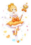  #compass 1girl absurdres bangs blonde_hair blush boots bow child croix_(croixtw) diamond_(shape) dress elbow_gloves eyebrows_visible_through_hair flat_chest gloves green_eyes hair_ornament happy heart heart_hair_ornament highres knee_boots leg_up looking_at_viewer magical_girl official_art open_mouth orange_bow orange_dress orange_gemstone puffy_short_sleeves puffy_sleeves ruruka_(#compass) second-party_source short_dress short_hair short_sleeves sidelocks smile solo sparkle standing standing_on_one_leg star_(symbol) transparent_background waist_bow white_footwear white_gloves 
