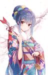 1girl cherry_blossoms highres japanese_clothes kimono luli_ovo shima_rin solo yurucamp 