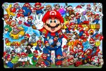  6+boys aircraft airplane american_flag biplane black_border blooper_(mario) blue_eyes boo_(mario) boots border car clouds cowboy_hat dirt dirtbike dr._mario dr._mario_(game) driving english_commentary f.l.u.d.d. facial_hair goomba ground_vehicle hat holding holding_wrench juggling makoto_ono male_focus mario mario_kart mario_vs._donkey_kong mortarboard motor_vehicle multiple_boys mustache overalls red_headwear sky smile spacesuit super_mario_64 super_mario_bros. super_mario_bros._3 super_mario_galaxy super_mario_strikers super_mario_sunshine surfing tail wrench yoshi 
