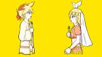  bangs blonde_hair bracelet brother_and_sister commentary_request cosmospice_(vocaloid) fork hair_ornament highres holding holding_fork jacket jewelry kagamine_len kagamine_rin midriff neckerchief necktie official_art open_clothes open_jacket open_mouth original pinocchio-p siblings simple_background traditional_clothes turban twins veil vocaloid yellow_background yellow_neckerchief yellow_necktie yellow_theme 